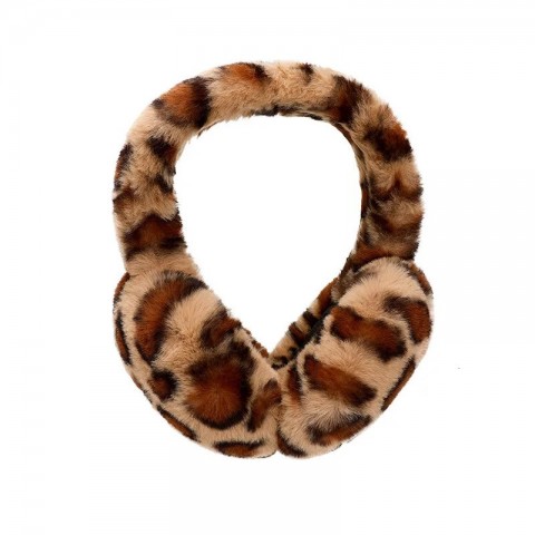 Winter Leopard Print Cat Ear Earmuffs for Women