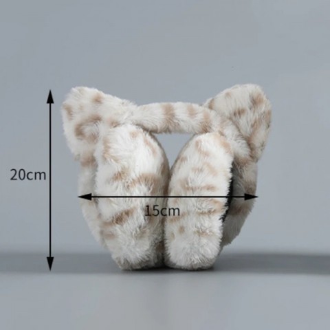 Winter Leopard Print Cat Ear Earmuffs for Women