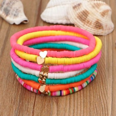 Go2Boho Handcrafted Gold Heart Beaded Bracelet for Women - Trendy Elastic Jewelry