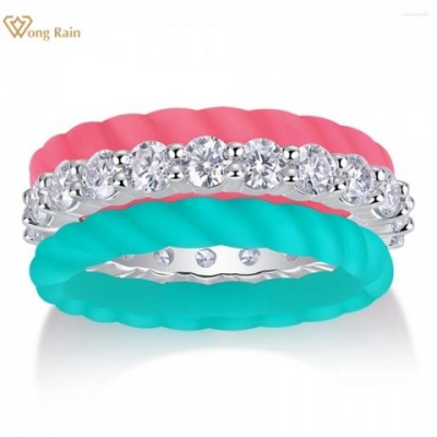 Cluster Rings Set by Wong Rain - 925 Sterling Silver, 3EX VVS1 D Color, 3MM Real Moissanite Diamonds