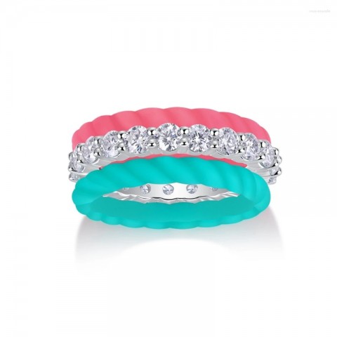 Cluster Rings Set by Wong Rain - 925 Sterling Silver, 3EX VVS1 D Color, 3MM Real Moissanite Diamonds