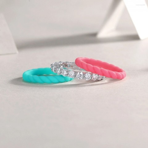 Cluster Rings Set by Wong Rain - 925 Sterling Silver, 3EX VVS1 D Color, 3MM Real Moissanite Diamonds