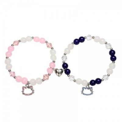 Spider Cat Charm Bangle Set in Red & Blue for Women