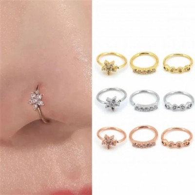TRENDY1 3pcs Adjustable Zircon Nose Hoop Studs, Hypoallergenic, Trendy Nostril Jewelry