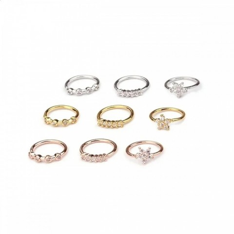 TRENDY1 3pcs Adjustable Zircon Nose Hoop Studs, Hypoallergenic, Trendy Nostril Jewelry