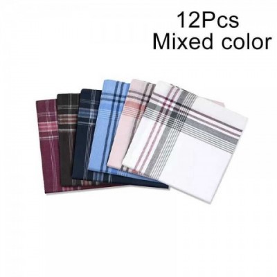 Men's Elegant 36x36cm Pure Cotton Striped Pocket Squares W240921