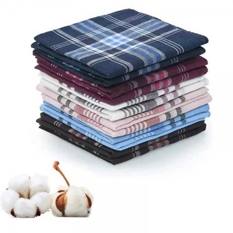 Men's Elegant 36x36cm Pure Cotton Striped Pocket Squares W240921
