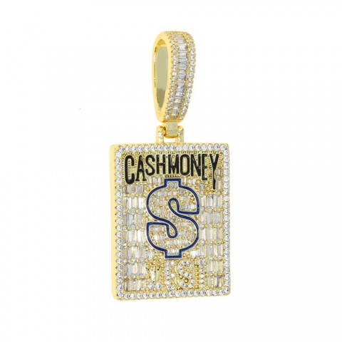 Cash Money Bling Charm Necklace in Gold - Men's Fashion Jewelry