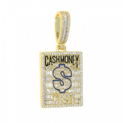 Cash Money Bling Charm Necklace in Gold - Men's Fashion Jewelry
