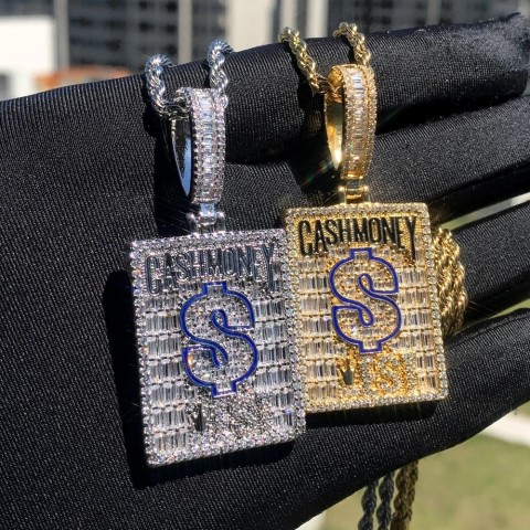Cash Money Bling Charm Necklace in Gold - Men's Fashion Jewelry