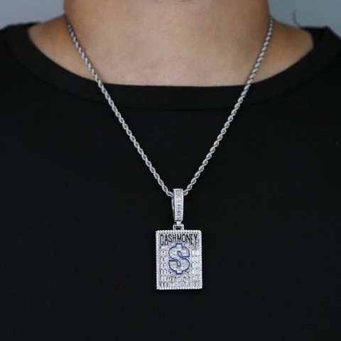 Cash Money Bling Charm Necklace in Gold - Men's Fashion Jewelry