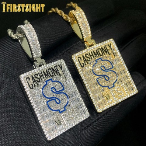 Cash Money Bling Charm Necklace in Gold - Men's Fashion Jewelry