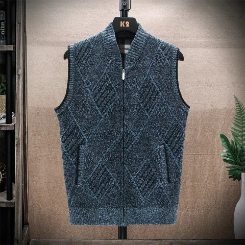 Men's 2024 Autumn Winter Warm Wool Fleece Casual Zipper Vest