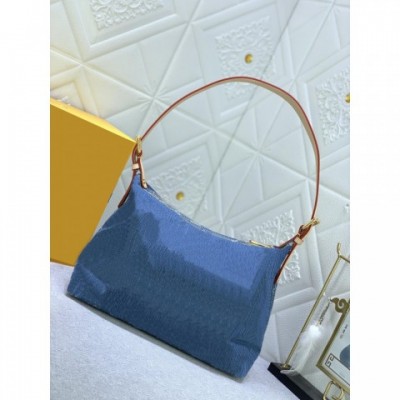 Vintage Denim Shoulder Bag 2024 Women's Limited Edition Yellow Color Changing