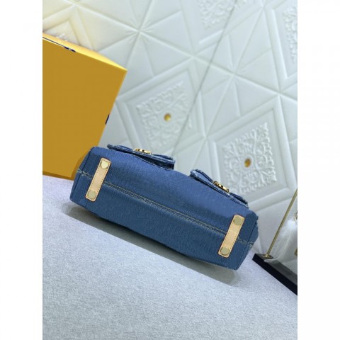 Vintage Denim Shoulder Bag 2024 Women's Limited Edition Yellow Color Changing