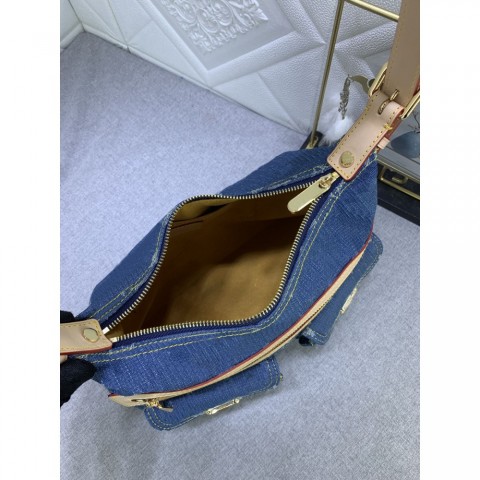 Vintage Denim Shoulder Bag 2024 Women's Limited Edition Yellow Color Changing