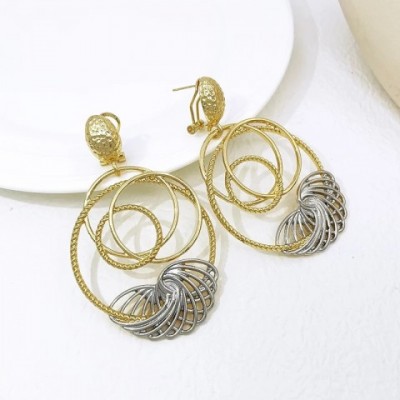 Big Gold Plated Drop Earrings for Women - Trendy Wedding Accessories 18K Plated