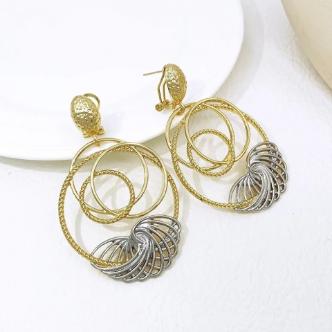 Big Gold Plated Drop Earrings for Women - Trendy Wedding Accessories 18K Plated