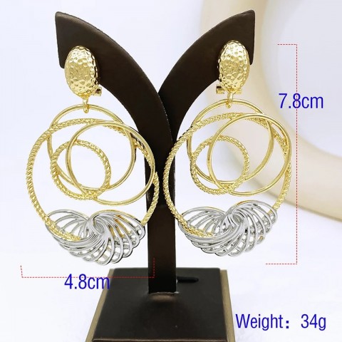 Big Gold Plated Drop Earrings for Women - Trendy Wedding Accessories 18K Plated