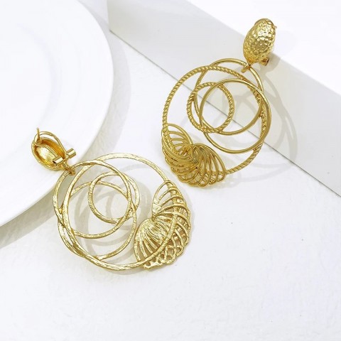 Big Gold Plated Drop Earrings for Women - Trendy Wedding Accessories 18K Plated