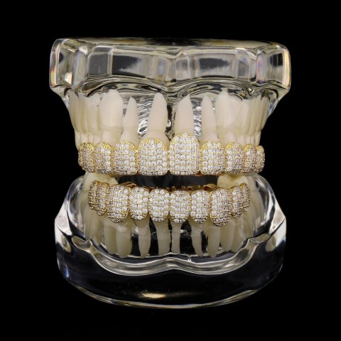 Rachelz Women's Geometric Gold Silver Zircon Teeth Jewelry for Party
