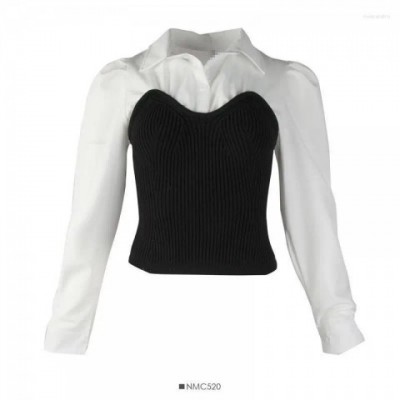 Women's Slimming French Style Blouse with Long Sleeves and Patchwork Design 2025