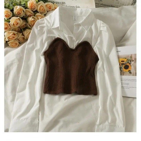 Women's Slimming French Style Blouse with Long Sleeves and Patchwork Design 2025
