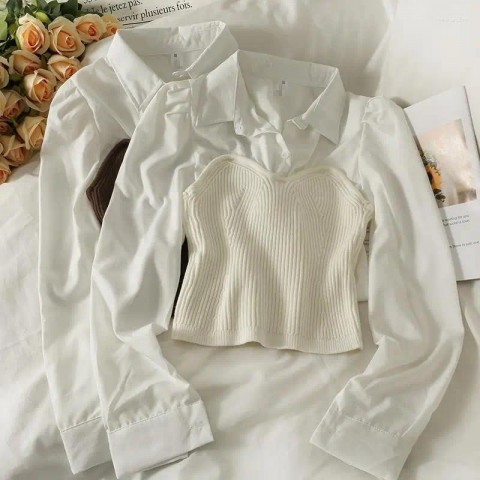 Women's Slimming French Style Blouse with Long Sleeves and Patchwork Design 2025