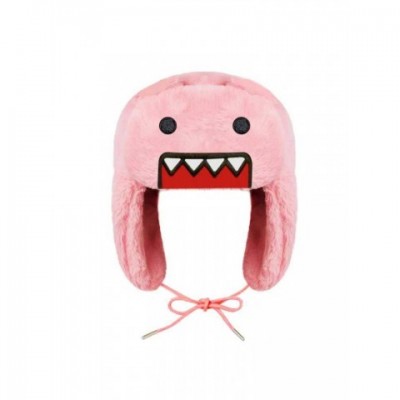 Autumn Trapper Hat for Men - Pink Domokun Cartoon Design with Warm Silk Lining