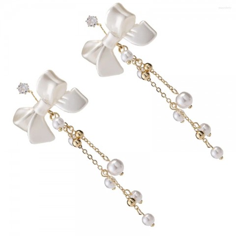 Elegant Dangle Bow Diamond Earrings for Women
