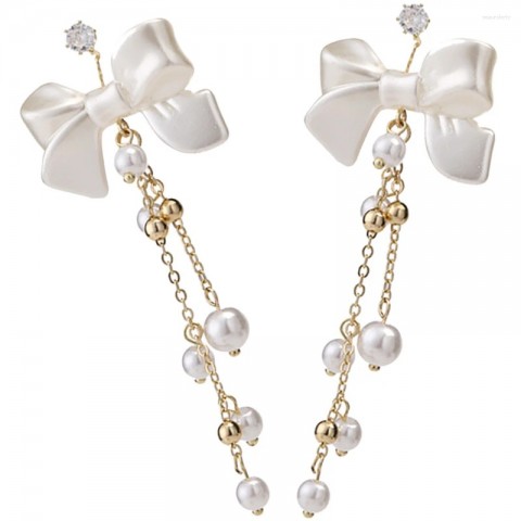 Elegant Dangle Bow Diamond Earrings for Women