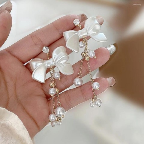 Elegant Dangle Bow Diamond Earrings for Women