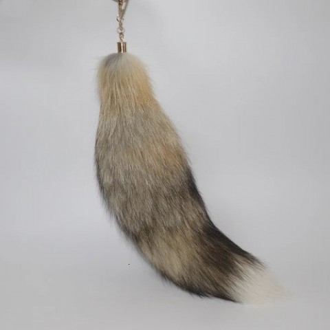 Luxury Women's Large Fox Tail Keychain with Fluffy Real Fur