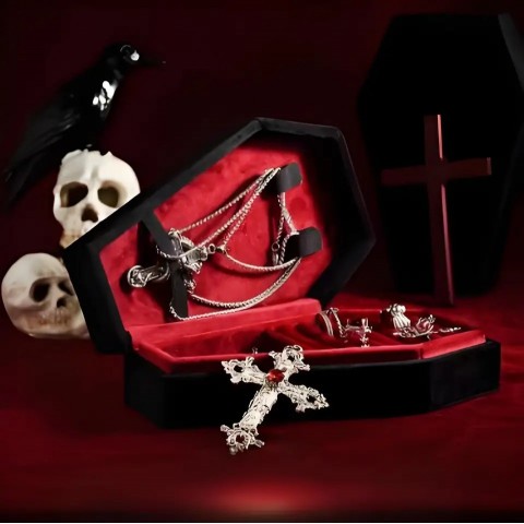 Halloween Inspired Velvet Jewelry Box for Women - Ring, Necklace, Earring Storage