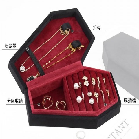 Halloween Inspired Velvet Jewelry Box for Women - Ring, Necklace, Earring Storage