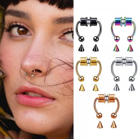 Women's Fashion Stainless Steel Nose Hoop Ring with Magnetic Closure