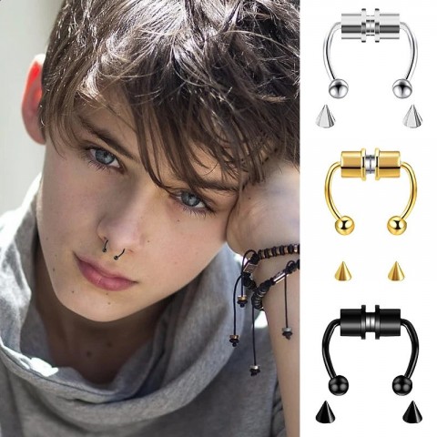 Women's Fashion Stainless Steel Nose Hoop Ring with Magnetic Closure