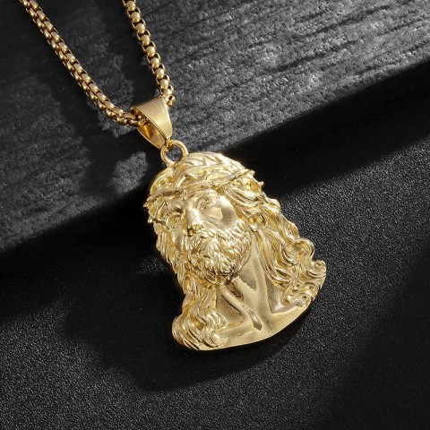 Hip Hop Jesus Face Pendant Necklace - Real Gold Plated Religious Jewelry for Unisex