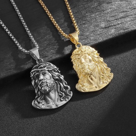 Hip Hop Jesus Face Pendant Necklace - Real Gold Plated Religious Jewelry for Unisex