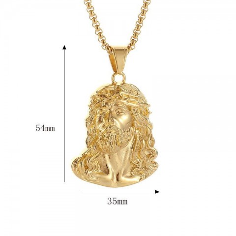 Hip Hop Jesus Face Pendant Necklace - Real Gold Plated Religious Jewelry for Unisex