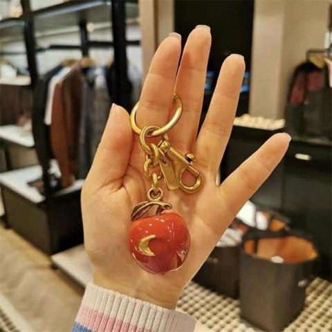 Cherry Luxury Rhodium Plated Car Keychain with Malachite for Lovers