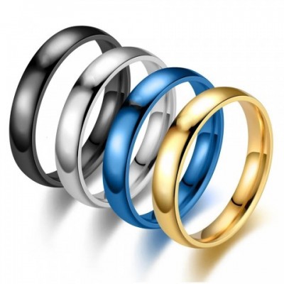 Luxury 6mm Anti-Allergy Stainless Steel Black Ring for Unisex Wedding Fashion