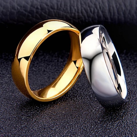 Luxury 6mm Anti-Allergy Stainless Steel Black Ring for Unisex Wedding Fashion