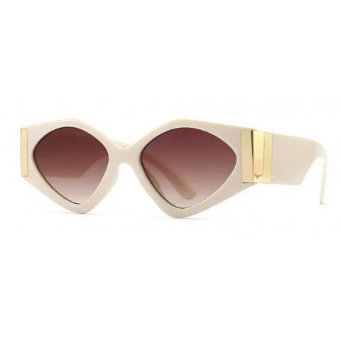 Geometric Frame Women's Red Leopard Print Luxury Sunglasses H241204