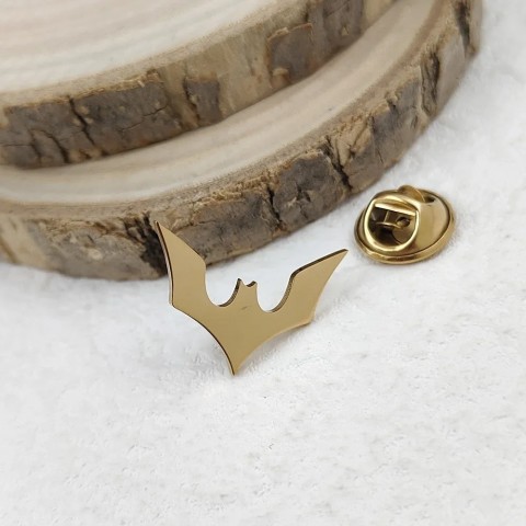 Stainless Steel Bat Brooch for Men - Gold Plated Halloween Jewelry Accessory