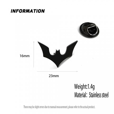 Stainless Steel Bat Brooch for Men - Gold Plated Halloween Jewelry Accessory