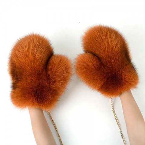 Real Fox Fur Mittens for Women - Warm and Stylish Winter Gloves