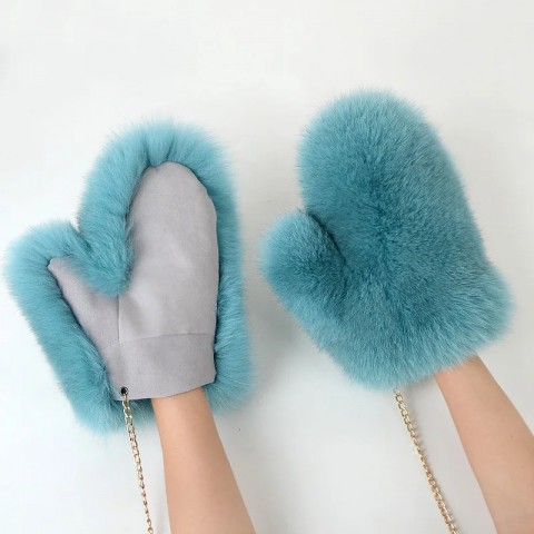 Real Fox Fur Mittens for Women - Warm and Stylish Winter Gloves
