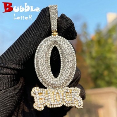 Real Gold Plated O Block Pendant with Iced Out Bubble Letters for Men