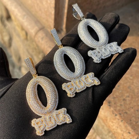 Real Gold Plated O Block Pendant with Iced Out Bubble Letters for Men